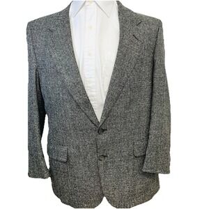 Brookcraft Sport Coat Silk Wool Men 42S Black Tweed 2 Button Business  Tiny Flaw